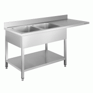 GastroHero Centre de plonge Basic 16x7 avec 2 cuves à gauche, dosseret et étagère inférieure - inox SPZT-BASIC16X7L2 GastroHero Centre de plonge Basic 16x7 avec 2 cuves à gauche, dosseret et étagère inférieure - inox SPZT-BASIC16X7L2