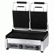 Grill panini double premium mixte avec surface utile 220x242 mm pui... - PCGP2HRBLPT