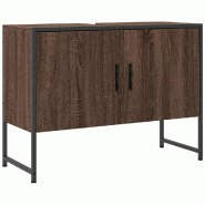 Helloshop26 - Armoire lavabo salle de bain rangement espace optimisé 80 x 33 x 60 cm en bois d'ingénierie marron 02_0049459 - marron Bois massif 300