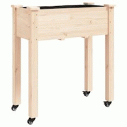 Helloshop26 - Jardinière bac lit surélevé plantes fleurs terrasse jardin sur roues avec doublure 71 x 37 x 80 cm bois de sapin 02_0038727 - 3000217 Helloshop26 - Jardinière bac lit surélevé plantes fleurs terrasse jardin sur roues avec doublure 71 x 37 x 80 cm bois de sapin 02_0038727 - 3000217
