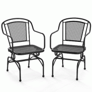 Helloshop26 - Lot de 2 chaises de jardin 61 x 54 x 85 cm confort optimal design moderne en métal noir 20_0011797 - 3000226910364