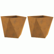 Helloshop26 - Lot de 2 jardinières carrées 40 x 40 x 40 cm idéal extérieur chic ambiance moderne en acier rouillé 02_0053075 - acier 3000237746136