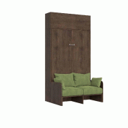 Itamoby Lit double escamotable français Kentaro 140 cm avec canapé et élément mural dans la pièce, vert - vert 8050598059630
