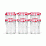 Lot de 6 pots à confiture en verre 300 ml – bocaux avec couvercle à vis (pour confiture, miel, chutney et sauces) - transparent verre FN53344-6