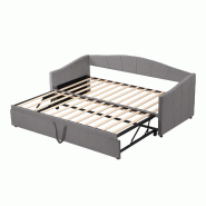 Merax lit rembourré canapé-lit extensible 90/180*200 cm, lit multifonctionnel en tissu velours doux pour la peau gris - gris multi-matériau LDU0005