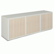 Meuble Vertigo T01 6 tiroirs à l'anglaise MDF naturel et blanc mat 180x47x60 cm