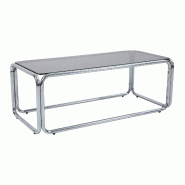 Oviala Business Oviala Table basse rectangulaire L110 cm en métal et en verre noir - noir verre 114446