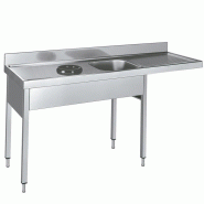 Plonge inox 1 bac et orifice vide-déchets avec passage lave-vaisselle P 600 mm - à droite