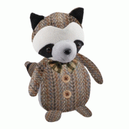 Raton laveur tweed et noeud papillon 12x14x20 cm