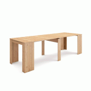 SKRAUT HOME Table console extensible, 260, Pour 12 personnes, Table à Manger, Chêne - beige Bois manufacturé 276_2