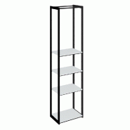 Structure Cage noir 60x40x240cm 4 tablettes blanc