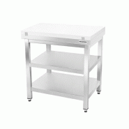 Table de travail en inox 600x700 mm avec plaque de découpe blanche et 2 étagères PREMIUM - GOLDINOX - gris inox 3701770843541