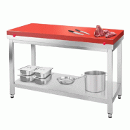 Table inox de découpe avec plan rouge - Profondeur 600 mm | Ggm - 1200_0