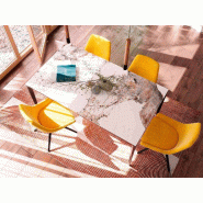 Table de réunion Vela Seatmob - plateau céramique et verre, pieds acier laqué - 3 largeurs disponibles