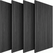 TecTake GmbH tectake Panneaux acoustiques Sonic Wall III aspect bois - Lot de 4 chêne noir - noir Bois manufacturé 406796