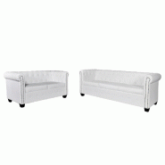 VidaXL Canapé Chesterfield à 2 places et à 3 places blanc  Modèle Westa - 8718475957355