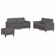 VidaXL Ensemble de canapés 3 pcs avec coussins Gris Similicuir Modèle Sirius Confort Plus - 3201757