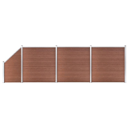 Vidaxl ensemble de clôture wpc 3 carré + 1 incliné 619 x 186 cm marron 3053217