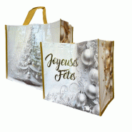 100 Sacs Noël pour sortie de caisses réutilisables en PP tissé 160gr/m2, personnalisables - SSCPPTBC-EV06/4NL4