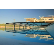 Abri piscine plat en version télescopique sans rails au sol avec aspect visuel élégant  - BOREALIS XS