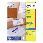 AVERY 100 étiquettes Jet d'encre blanches, format 199,6 x 289,1 mm (100 feuilles A4 / cdt) - 5014702176333