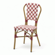 Bistromania Chaise de terrasse AUTEUIL - Tressage Bordeaux Rose et Blanc - EA254