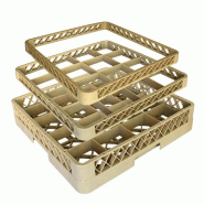 Casier de lavage verres 16 compartiments 50x50x10cm polypropylène beige