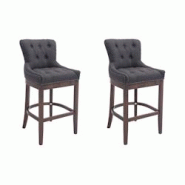 CLP Lot de 2 Tabourets de Bar Lakewood en Tissu Gris foncé/Antique - gris textile 304575 CLP Lot de 2 Tabourets de Bar Lakewood en Tissu Gris foncé/Antique - gris textile 304575