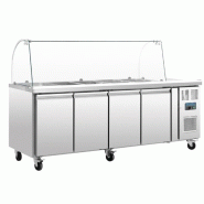 Comptoir de préparation réfrigéré GN avec pare-haleine Série U - 4 portes | Polar - CT395