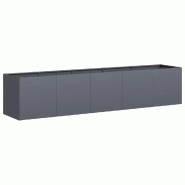 Helloshop26 - Jardinière rectangulaire moderne pour jardin balcon 200 x 40 x 40 cm avec fond ouvert esthétique en acier laminé à 02_0051473 - vert