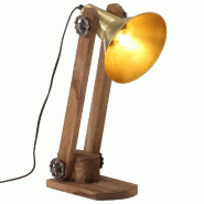 Helloshop26 - Lampe de bureau style industriel moderne usage décoratif 23 x 13 x 52 cm en fer laiton antique 02_0047521 - Bois massif 3000234826589