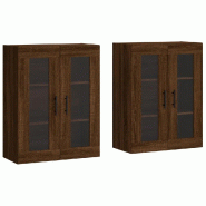 Helloshop26 - Lot de 2 armoires murales pratiques rangement grand espace 69,5 x 34 x 90 cm en bois d'ingénierie chêne marron 02_0055450 - marron ver