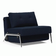 INNOVATION LIVING  FAUTEUIL DESIGN CUBED 02 ALU CONVERTIBLE 200*90CM TISSU MIXED DANCE BLUE