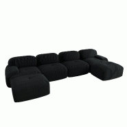 Merax Canapé modulaire en corde 4 places avec 2 tabourets, canapé nuage sans cadre, près du sol avec assise profonde, peut également être utilis�