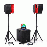 Pack Sonorisation DJ complet 1200W BM SONIC BMS15-HORN, Enceintes satellites, SUB 38cm USB/Bluetooth, Supports Câbles, Light SUN - 3666638036667