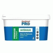 Peinture pour mur et plafond acrylique certifié ecolabel gedimat 2,5l coloris blanc mat