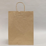 Sac-cadeau kraft brun poignées torsadées avec bande adhésive 27x11x36cm par 50