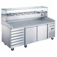 Table à pizza réfrigérée 2 portes 7 tiroirs avec saladette 9 bacs g... - PAA2PZ+TB
