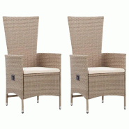 VidaXL Chaises D Extérieur Lot De 2 Avec Coussins Résine Tressée Beige - beige 46063