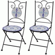 VidaXL Chaises Pliables De Bistro 2 Pcs Céramique Bleu Et Blanc - multicolore 41531 VidaXL Chaises Pliables De Bistro 2 Pcs Céramique Bleu Et Blanc - multicolore 41531