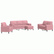 VidaXL Ensemble de canapés 4pcs et coussins et traversins rose velours Modèle Lioran - 3278384