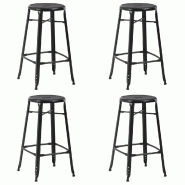 VidaXL Tabourets De Bar Lot De 4 Noir Acier - noir 3054558