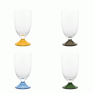 Zafferano Maestro : Lot De 4 Verres À Pied En Verre Sodocalcique Soufflé À La Bouche, Design Vénitien, Couleurs Assorties Gris Or Vert Bleu - mult
