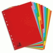 Jeu de 20 intercalaires alphabétiques en polypropylène coloré 12/100ème,  format A4+