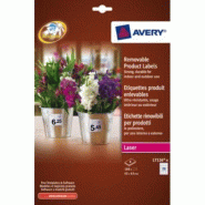 AVERY 160 étiquettes ultra-résistantes Laser blanches, format 45 x 45 mm (8 feuilles A4 / cdt) - 5014702015144