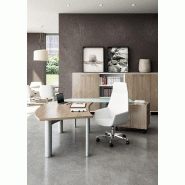 Bureau X time Next avec retour en verre et meuble  - Quadrifoglio. - 237, Orme, Droite, 3 tiroirs_0