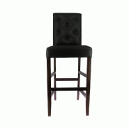 Chaise de bar d'intérieur Cordoue avec dossier boutonné en simili cuir noir