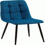 Décoshop26 - Chaise de salle à manger x1 coutures décoratives carrées en tissu bleu et métal noir 10_0002140 - bleu métal 3000250859639