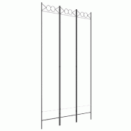 Décoshop26 - Paravent séparateur de pièce cloison 3 panneaux 120 x 220 cm tissu blanc et fer DEC030737 - blanc 3000258093486
