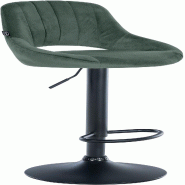 Décoshop26 - Tabouret de bar x1 réglable en hauteur en velours vert dossier ajouré et pied métal noir 10_0005738 - noir métal 3000265188441
